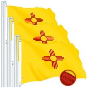 G128 3 Pack: New Mexico NM State Flag | 4x6 Ft | StormFlyer Series Embroidered 220GSM Spun Polyester | Embroidered Design, Indoor/Outdoor, Brass Grommets, Heavy Duty, All Weather