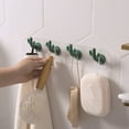 thumbnail image 3 of Adhesive Wall Hooks Towel Hooks Keys Hanger Hat Hanger Decorative Wall Hooks Bathroom Organizer 4Pcs Wall-Mounted Cactus Shape Hook Holder Kitchen Bathroom Office Hanger Rack, 3 of 7
