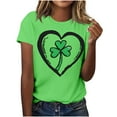 thumbnail image 1 of El Día de San Patricio Manga Corta Cuello Redondo Suéter Casual Top, Ligero 95% Poliéster 5% Blusa de Spandex para Vacaciones Y Uso Diario, Tops de Mujer Casual, 1 of 5