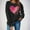 01 Black, variant on Women's Oversized Hoodless Sweatshirt with Heart-Shaped Letter Print Crew Neck Long Sleeve Spring/Summer Valentine's Day Fashion Comfort Top