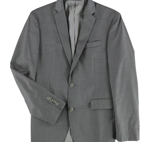 bar III Mens Pindot Two Button Blazer Jacket, Grey, 42 Long