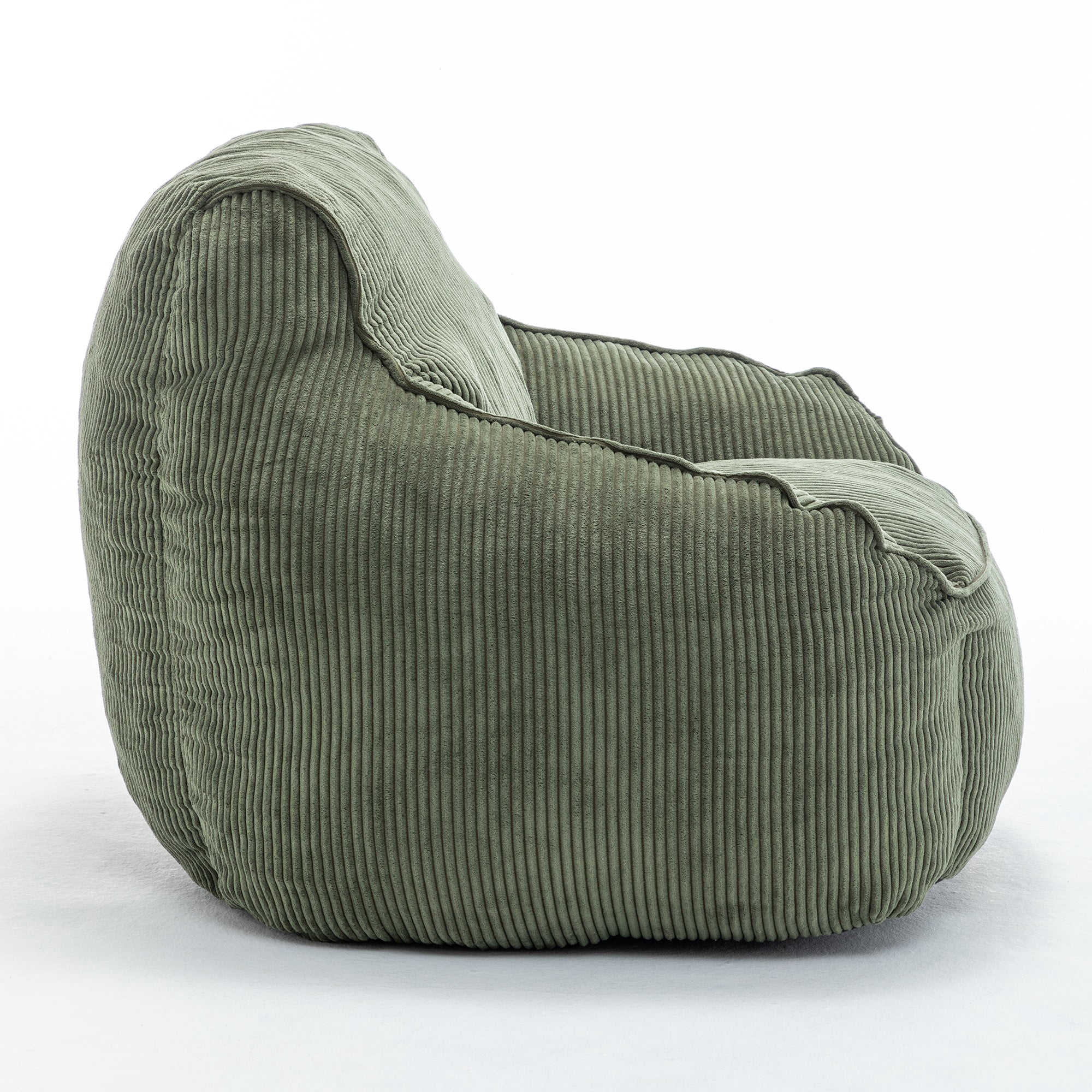 Bean Bag Chair Sofa for Adults Teens, Comfy Corduroy Large Bean Bag Chairs with Armrests for Bedroom Living Room, Adult Beanbag Lazy Sofa Couch Chairs with Filler Included (Green)