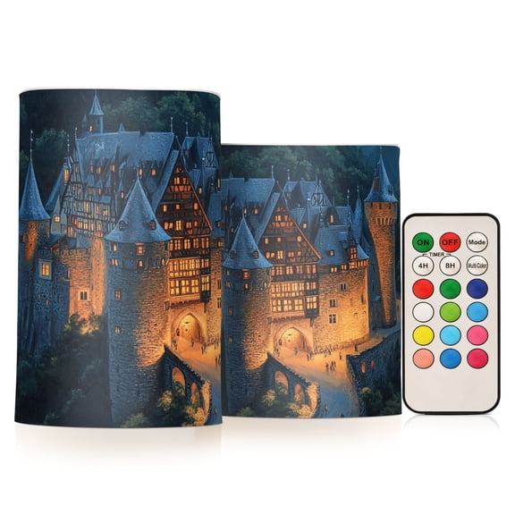 BZSMCE Flameless Candles LED Lights Retro Castle Pattern Creativity Battery Candles