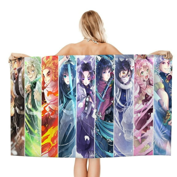 30×60 inch Beach Towel for Demon Slayer Kids Girs Boys Gifts Pool Towels Quick Dry Sand Free Beach Blanket for Travel Camping Vacation Microfiber