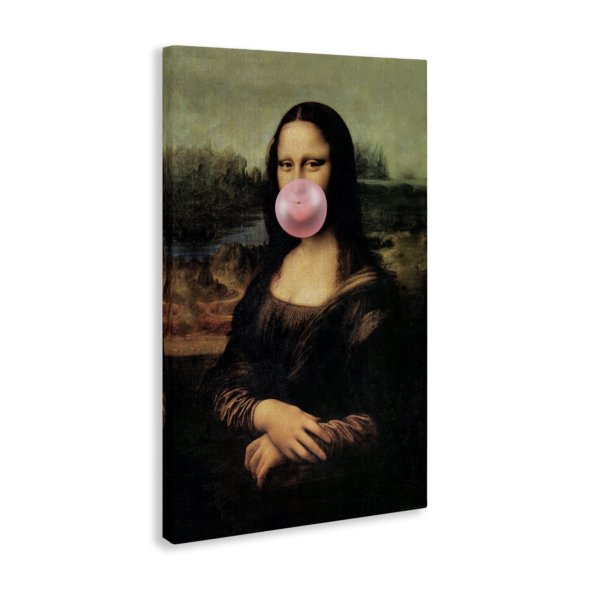 Stupell Industries Mona Lisa & Bubblegum Novelty & Humor Painting Wrapped Canvas Art Print Wall Art, 30 x 45