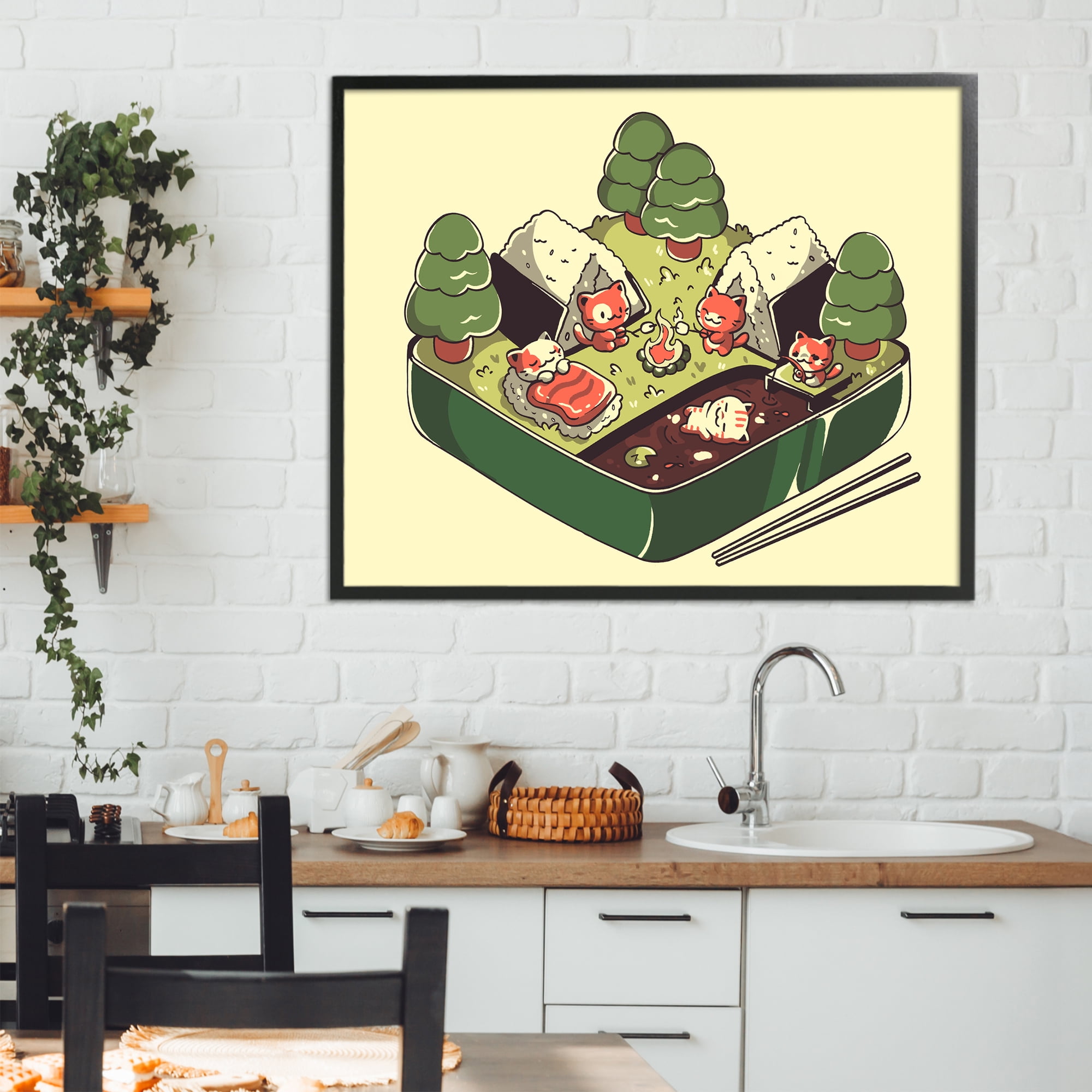 Stupell Industries Kawaii Sushi Camp Bento Black Framed Giclee Art, design by Tobe Fonseca