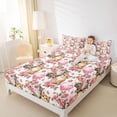 thumbnail image 3 of Erosebridal Cute Couple Cat Bed Sheets for Kids, Rose Love Heart King Sheets, 4pcs, 3 of 5