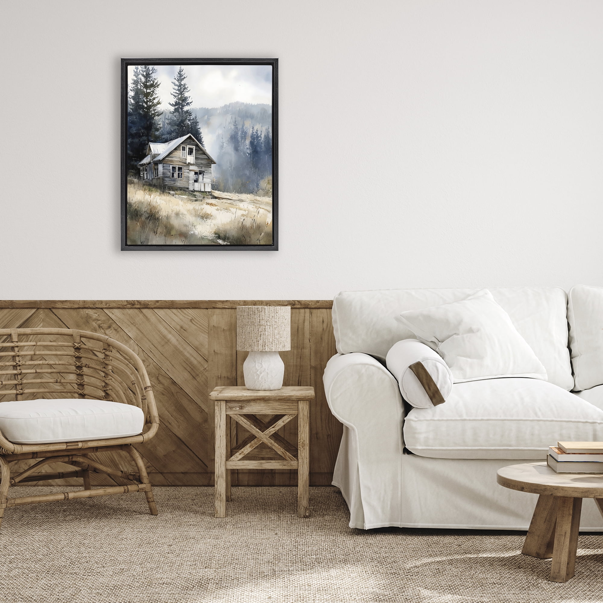 Stupell Industries Old Mountain House Black Framed Floater Canvas Wall Art, design by Franklyn Gregory