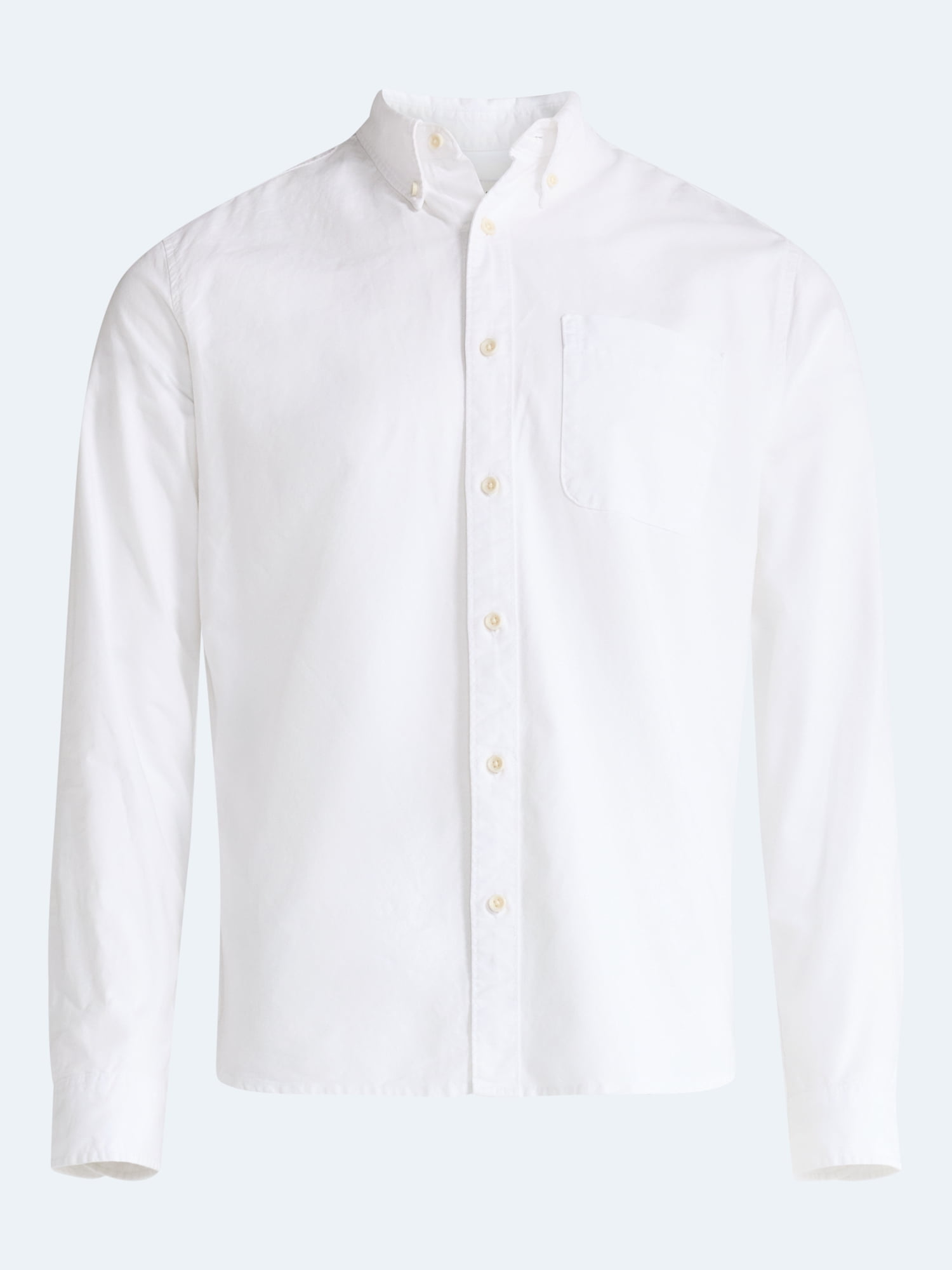 Free Assembly Men's Cotton Button Down Oxford Shirt with Long Sleeves, Sizes XS-3XL