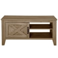 thumbnail image 2 of HomCom Farmhouse Coffee Table with Enclosed Storage Cabinet, Adjustable Open Shelves and Elevated Base, Oak, 2 of 9