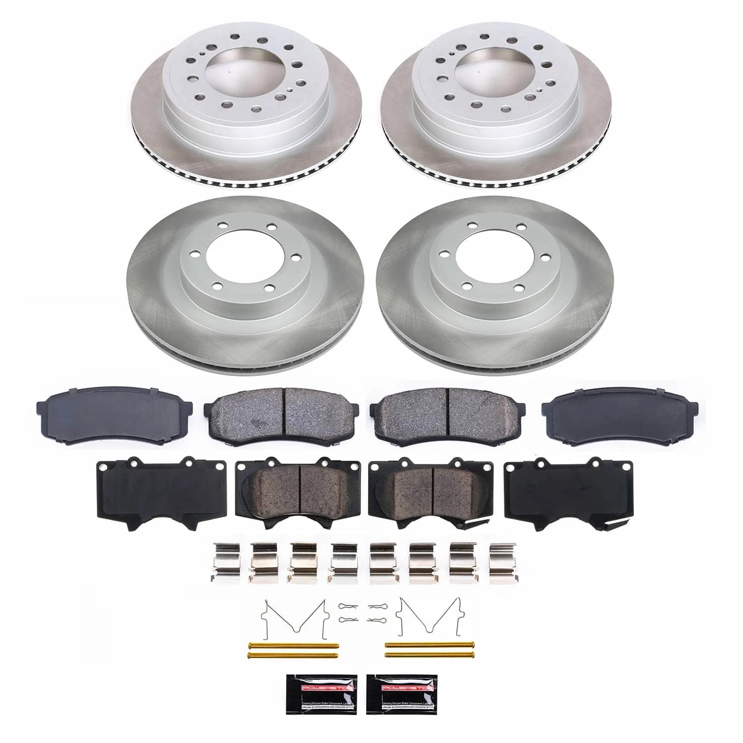 PowerStop Front and Rear Semi-Coated Rotor and Low-Dust Ceramic Brake Pad Kit SC2422