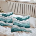 thumbnail image 6 of Throw Pillow Covers 16x16 Inch Set of 2, Turquoise Ombre Waterproof Outdoor Pillow Covers, Modern Geometric Moire Abstract Art Decorative Cushion Pillowcases for Couch, Sofa, Bed, Garden, Patio, 6 of 9