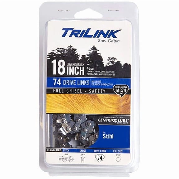 Trilink Saw Chain CL76374TL2 Full Chisel Chain - 0.063 in. - 74 Drive Links