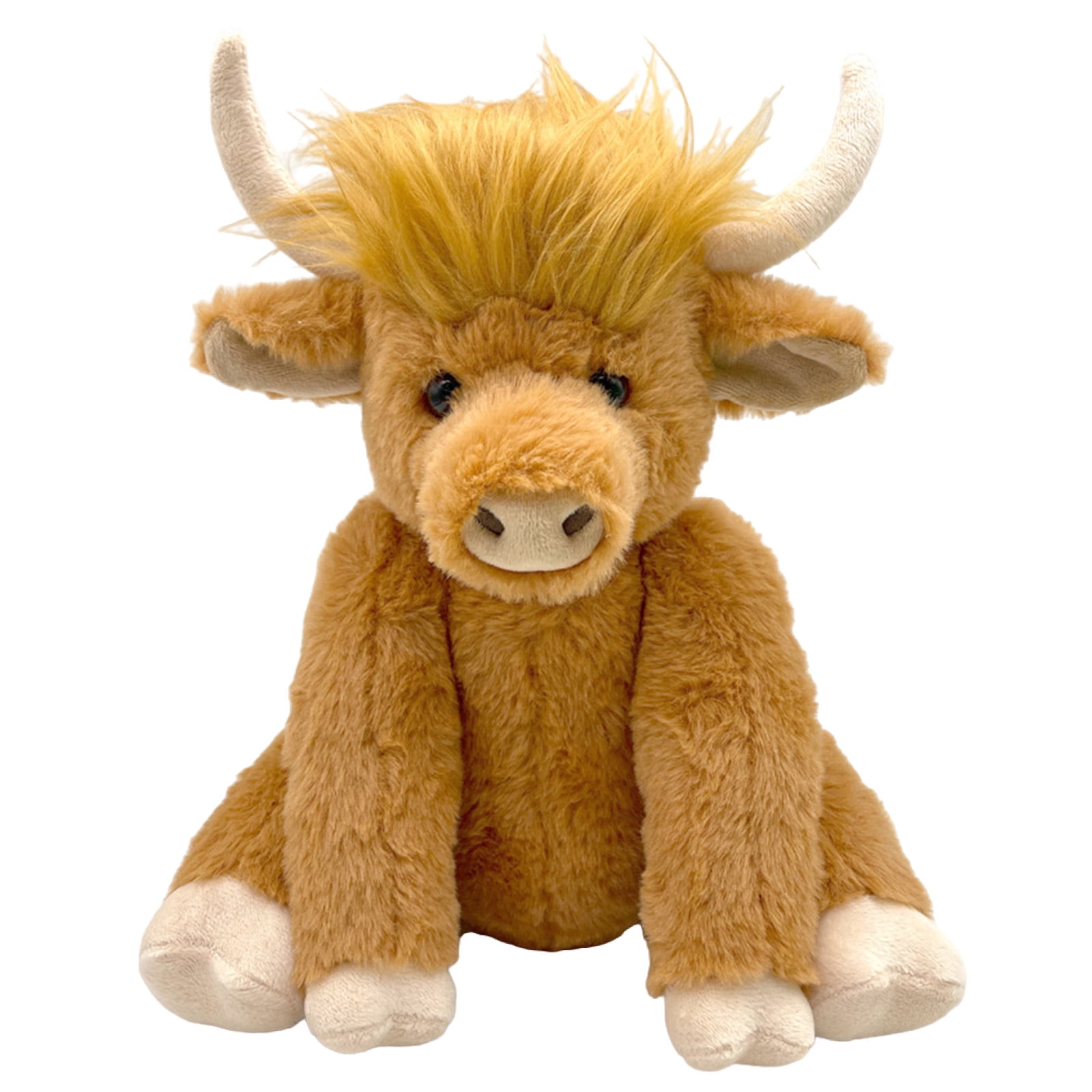 Jouet en Peluche Vache Highland Cattle Simulation Mignon Exquis Peluche Douce Poupée de Bétail Assise Jouet pour Décoration Intérieure