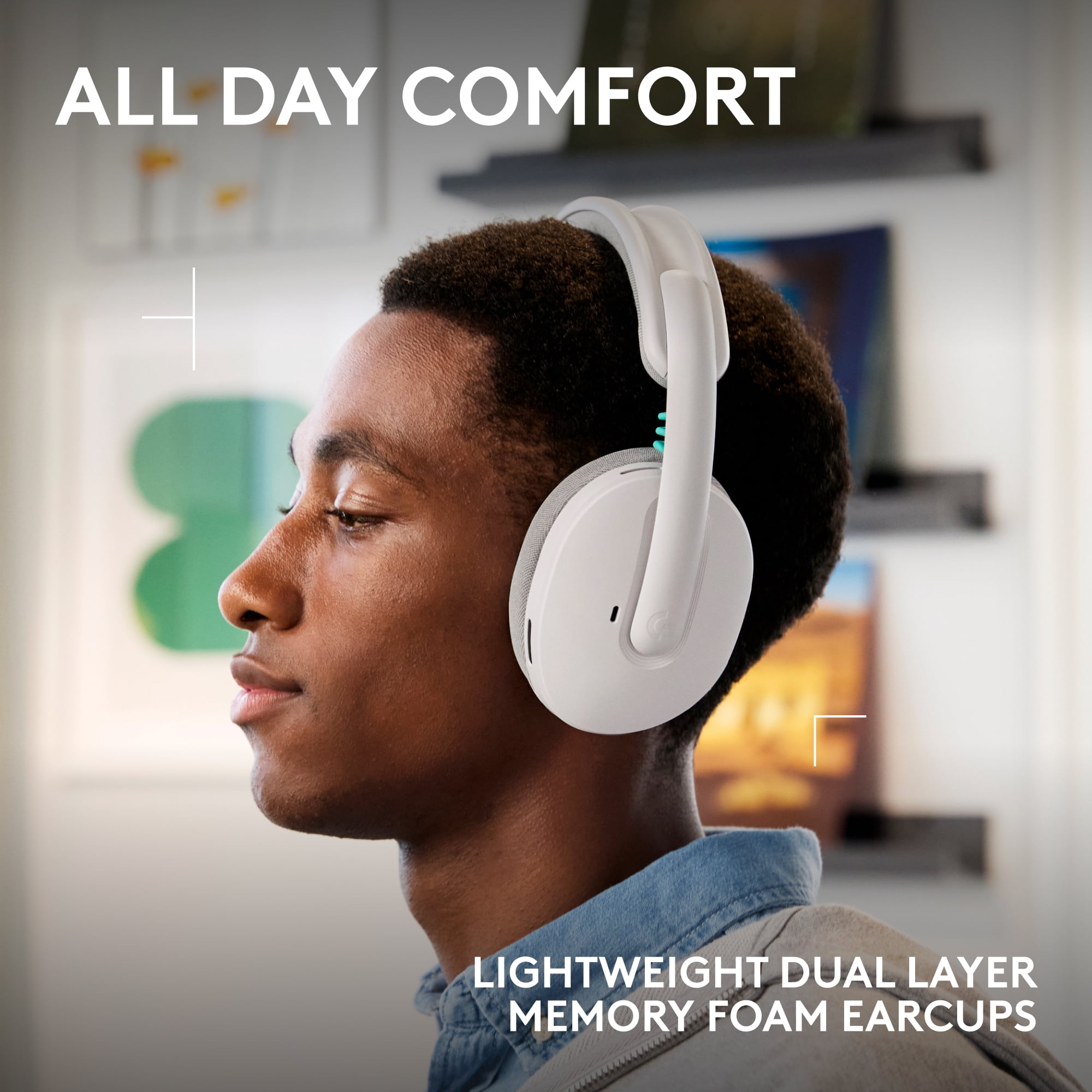 Logitech G325 LIGHTSPEED Wireless Bluetooth Gaming Headset, All-Day Comfort, Built-In Mic with Noise Reduction, White