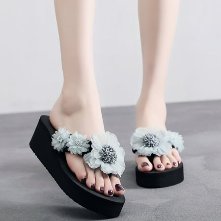

Cathalem Shoes Flip- Open Women Fashion Toe Wedges Color Slip-on Slipper flop Flower Women s slipper Tan Flip Flops Women Size 5 Light Blue 7