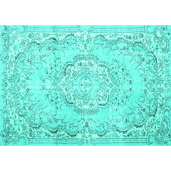 Ahgly Company Machine Washable Indoor Rectangle Persian Turquoise Blue Traditional Area Rugs, 5' x 7'