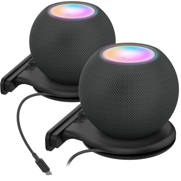 2 Pack,Black,Wall Mount For Apple Homepod Mini  Bracket Holder,Space-Saving,Perfect Cord Management,No Messy Wires Or Screws,Sturdy Voice Assistant Wall Mount