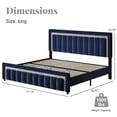 thumbnail image 3 of 4 EVER WINNER King Bed Frame with Headboard, Velvet Upholstered Platform Bed Frame King Size with Diamond Headboard & Footboard, Wooden Slats Support, No Box Spring Required, Easy Assembly, Blue, 3 of 9