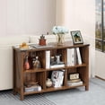 thumbnail image 7 of Double Tall 6-Tier Bookcase, Extra Large Wooden Freestanding Display Bookshelf for Home Office Living Room, Brown, 7 of 7