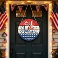 thumbnail image 6 of 4th of July Decorations Patriotic Wooden Sign Decor for Frontdoor,Memorial Day Decorations Sign for Front Door,Welcome Hanging Round Wooden Plaque for Outdoor Decor,11.8x11.8 Inch, 6 of 6