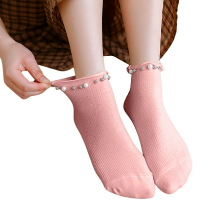 

Women Autumn And Winter Matching Pearl Thickened Warm Mid Tube Socks Women Thick Socks Garter Belt Stocking Toothless Stocking