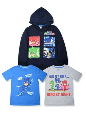 Character Grid Graphic Hoodie with Graphic Tees, 3-Piece Set (Little Boys)