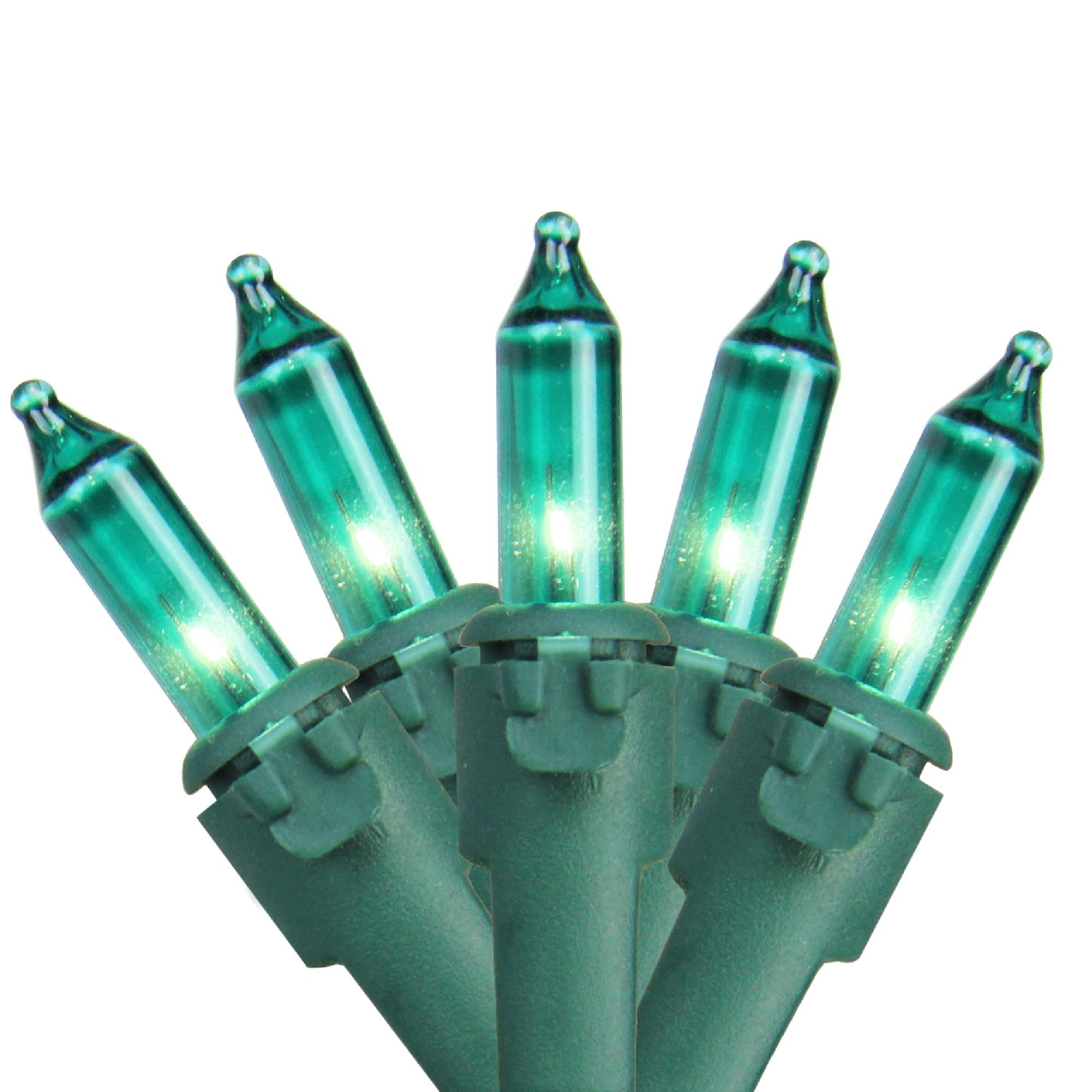 Set of 100 Teal Green Mini Christmas Lights 4.25" Spacing 36 ft Green