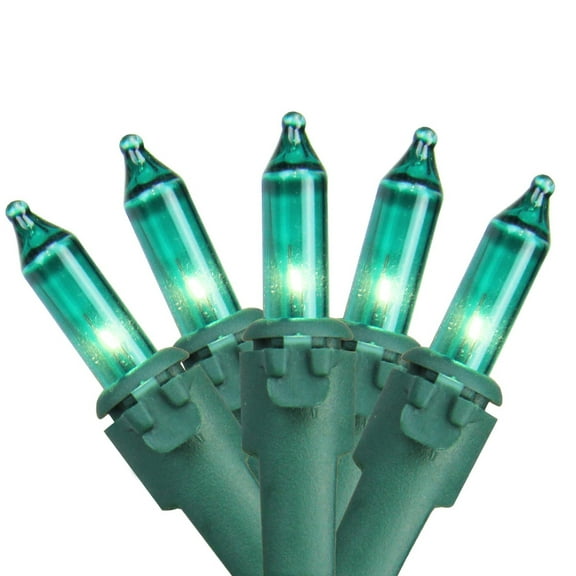 Merry and Light Mini Christmas Light Set - Teal - 36ft Green Wire - 100ct
