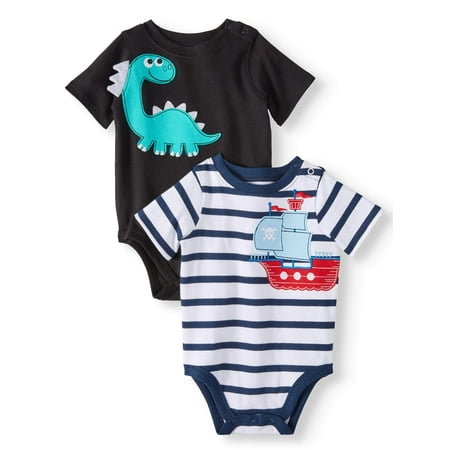 Garanimals 3D Critter & Striped Graphic Bodysuits, 2pc Multi-Pack (Baby (Best Islamic Names For Baby Boy)