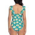 thumbnail image 5 of Goofa Cute Shiba1 Print Women's Ruffled One Piece Swimsuit V Neck, 5 of 7