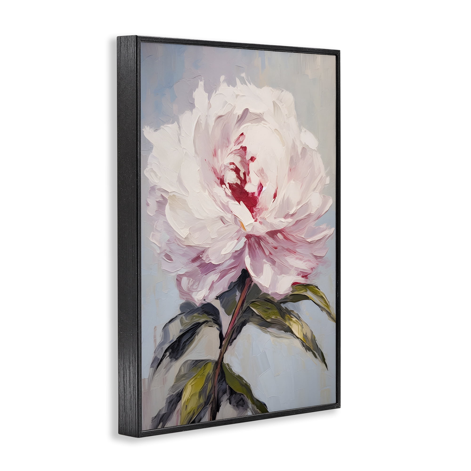 Stupell Industries Pale Pink Rose Botanical & Floral Painting Black Framed Art Print Wall Art, 20 x 30