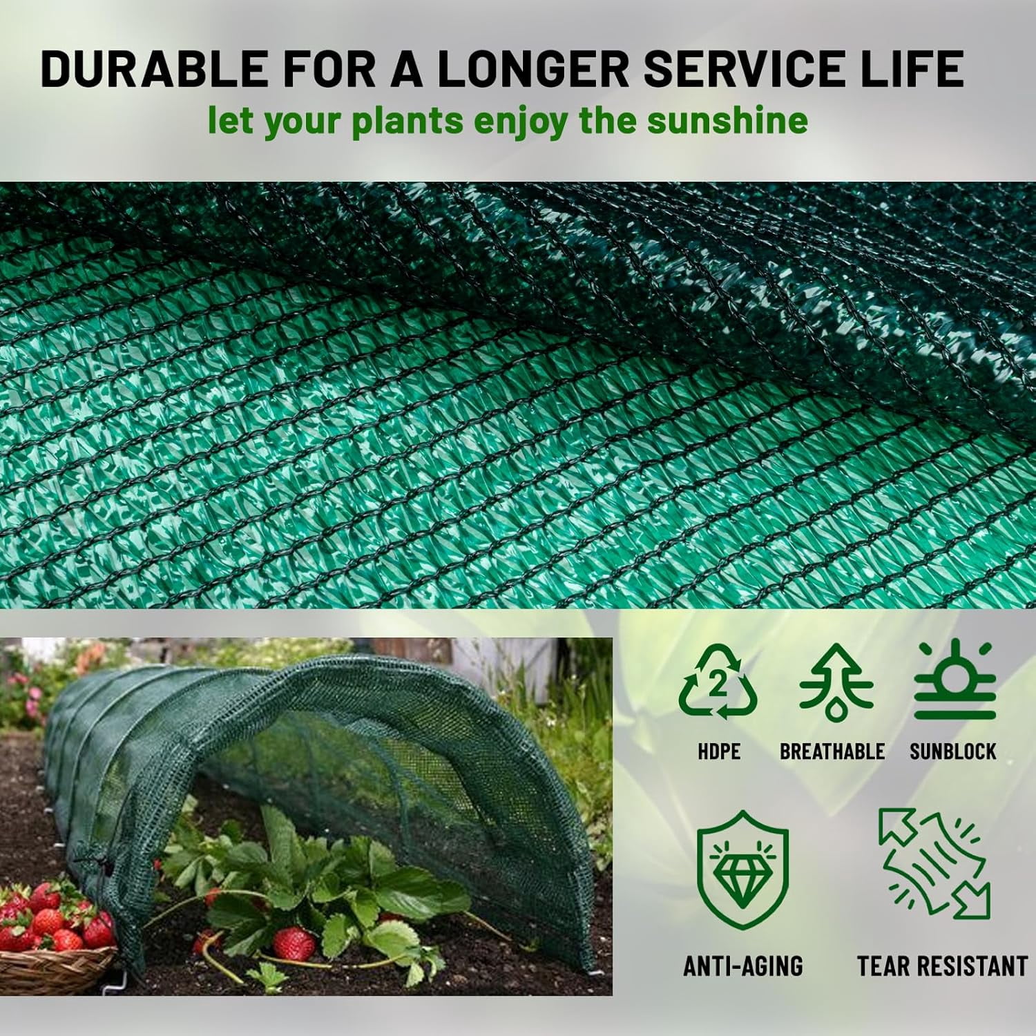 LOVE STORY 70% Shade Cloth Roll 5'10" x 100' Screen Cover for Garden Greenhouse Patio Canopy, Dark Green