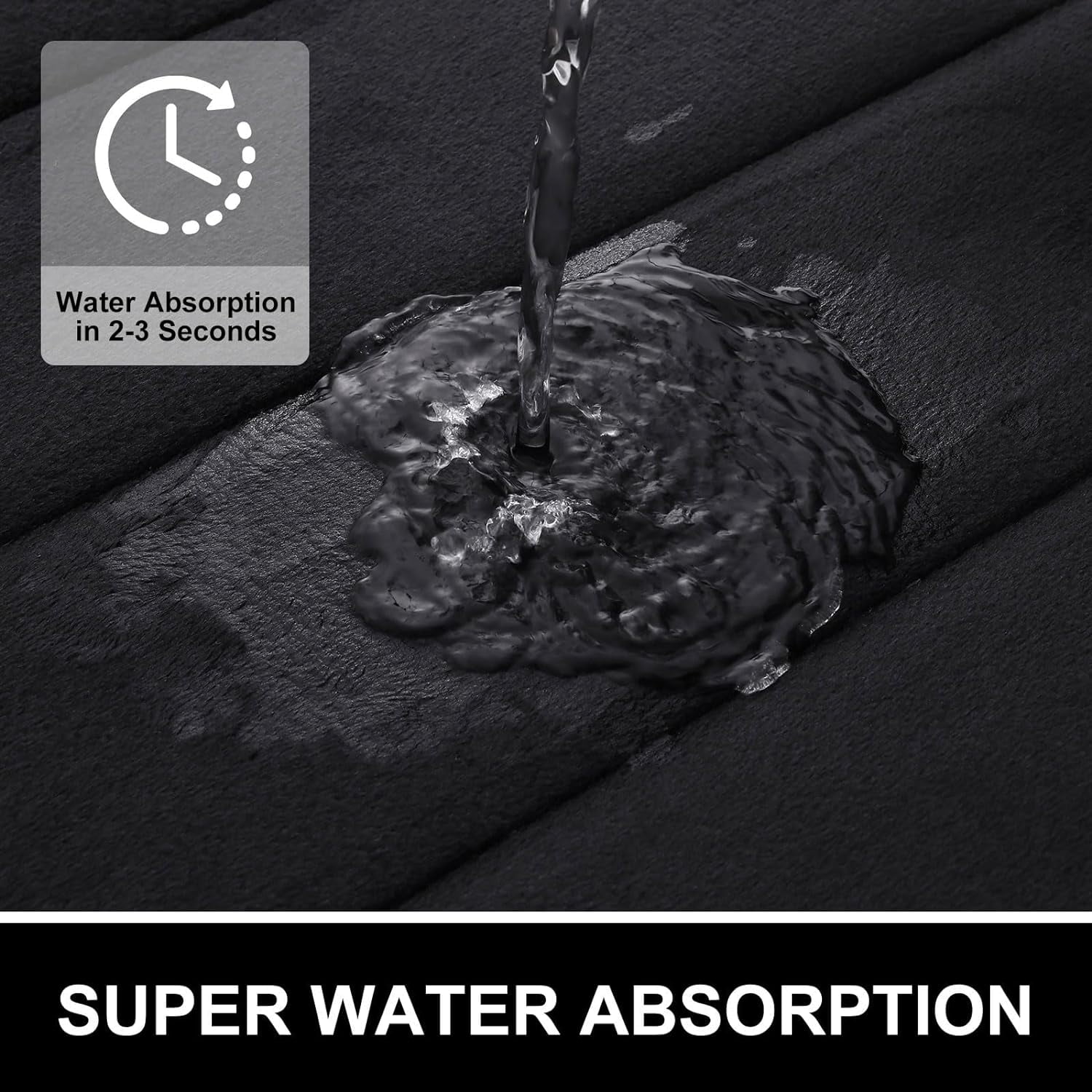 BAILU Memory Foam Bath Mat 36x24, Ultra Soft and Absorbent Bathroom Rugs, Non-Slip, Machine Wash Dry, Thick Bath Rug Carpet for Bathroom Floor, Sink and Shower, Black