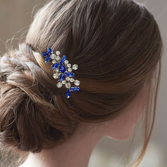 Bride Wedding Hair Comb Crystal Hair Piece Rhinestone Bridal Hair Accessories for Women HC042 (Silver)