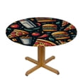 thumbnail image 3 of PIKWEEK Burgers Elastic Edged Fitted Table CoverRound Hemmed Tablecloth, Fries for Home Kitchen Dining Room, 3 of 7