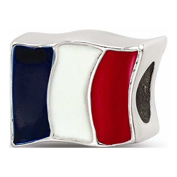 925 Sterling Silver Reflections Enameled France Flag Bead; for Adults and Teens; for Women and Men