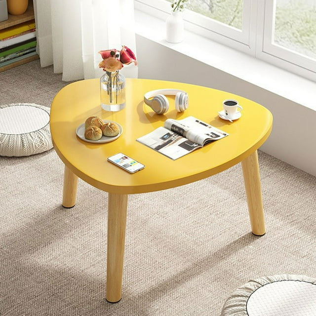 EGNMCR Curved Triangular Coffee Table Balcony Tea Table Bedroom Floor Table Concise Windowsill Table Wooden Curved Triangular T able