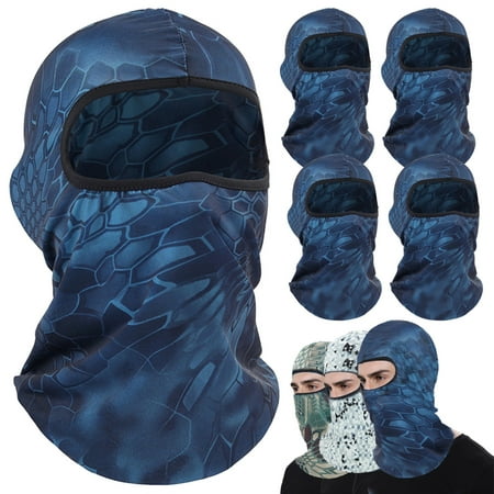 5 pcs Camo Face Mask Bandana Balaclava Hood Headwear for Men Tactical Training Cycling Ski Wind-Resistant Hunting Hat UV Protection
