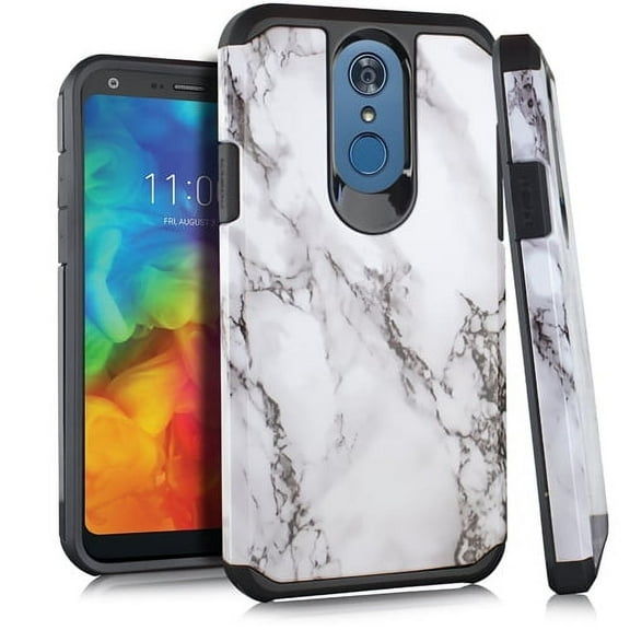 GSA Hybrid Marble design Cover Case for LG Q7, Q7 Plus (White Marble)