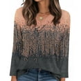thumbnail image 6 of Craaazy Women's Fashion Printed Fall Tunics Long Gifts Sleeve Tops Cross V Neck Shirts Loose Casual Blouses with Decor Button, 6 of 6