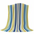 thumbnail image 6 of Blue Yellow Striped Blanket Soft Cozy Warm Throw Blanket for Couch, Plush Fuzzy Flannel Fleece Blankets for Sofa, Colorful Ombre Abstract Stripes Bed Blankets Lightweight Gifts for Women, 30"x40", 6 of 9