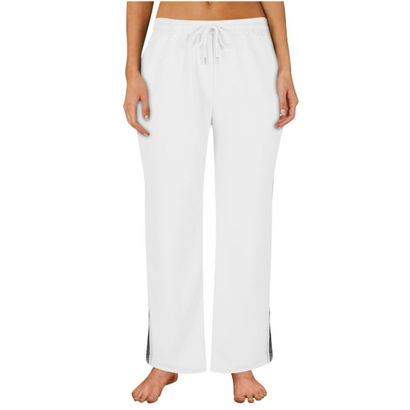 Timegrad Womens Sweatpants Fall Fashion Elastic Waist Split Comfy Workout Pants with Pockets Solid Color