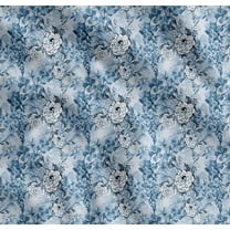 Soimoi Blue Cotton Cambric Fabric Leaves,Periwinkle & Camellia Floral Fabric Prints By Yard 56 Inch Wide