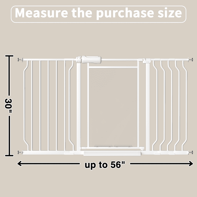 Fairy Baby Safety Gate with Cat Door, Extra Wide 57