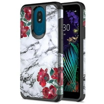 LG Arena 2 Case, LG Escape Plus Case, LG Journey LTE Case, LG Tribute Royal Case, Kaesar Hybrid Graphic Fashion Cute Colorful Slim Cover Armor Case for LG K30 2019 (Rose White Marble)