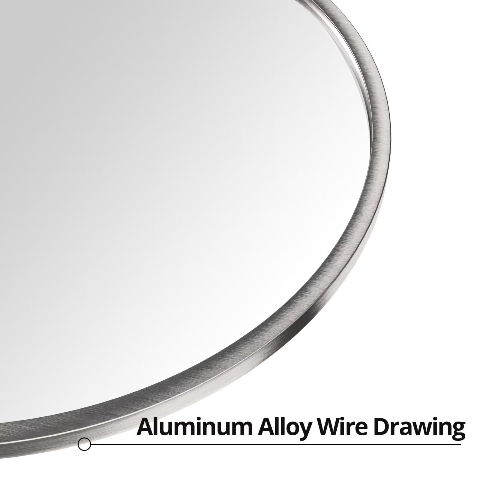 24 Inch Bathroom Mirror, Wall Mounted Round Mirror with Brushed Sliver Aluminum Frame, Modern Circle Hanging Mirror for Bathroom, Living Room