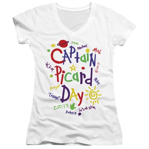Star Trek Picard Picard Day Junior Women's V-Neck T-Shirt White