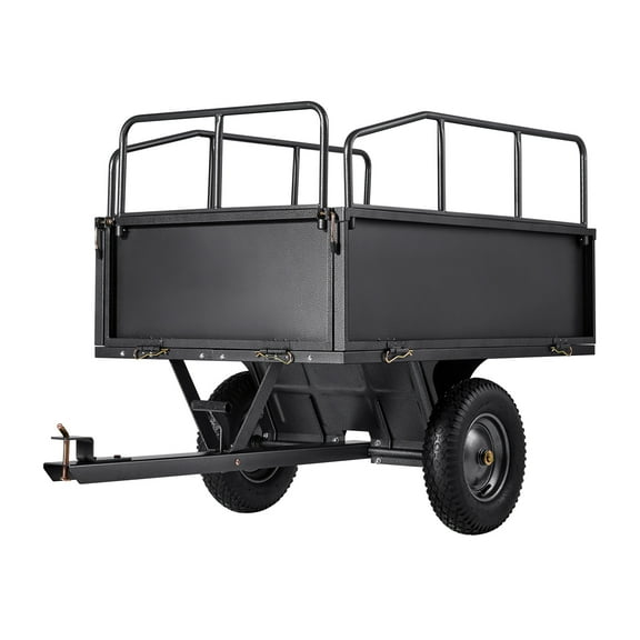 KFFKFF BTC002E Garden Utility Trailer 17 Cu.ft & 600 lbs Capacity ATV/UTV Tow‑Behind Steel Dump Cart with 16" Tires for Tractor, ATV, UTV, Lawnmower
