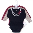 thumbnail image 2 of Little Treasure Baby Girl Cotton Long-Sleeve Bodysuits 3pk, Burgundy Heart Of Gold, 18-24 Months, 2 of 2